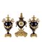 19th Century Italian Triptych Clock and Urns in Porcelain by C. Baglia, Set of 3, Image 1