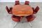 Italian Red Travertine & Leather Table from B & B Italia, 1960s 9