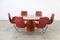 Italian Red Travertine & Leather Table from B & B Italia, 1960s 8