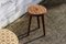 Vintage French Rustic Wooden Stool, 1960s, Image 7