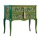 Gustavian Style Commode with Green Floral Design and Matching Painted Marble Top, 1950s 2