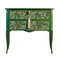 Gustavian Style Commode with Green Floral Design and Matching Painted Marble Top, 1950s 1
