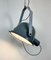 Industrial Grey Enamel Factory Spotlight Hanging Light with Glass Cover, 1950s 17