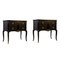 Gustavian Commodes with Marble Slab in Black, 1950s, Set of 2 2