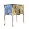 Gustavian Style Commode with Floral Blue Design, 1950s 6