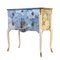 Gustavian Style Commode with Floral Blue Design, 1950s 5