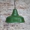 Lámpara colgante industrial británica vintage esmaltada en verde, Imagen 5