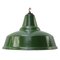 Vintage British Industrial Green Enamel Pendant Light 1