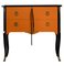 Gustavian Style Commode in Orange & Black with Brass Details, 1950s 1