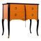 Gustavian Style Commode in Orange & Black with Brass Details, 1950s 2