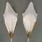 Art Deco Style Triangle Glass Brass Wall Lights Sconces, Sweden, 1980s, Set of 2 3