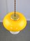 Lampe à Suspension Champignon Mid-Century en Verre Jaune et Laiton 6