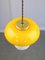 Mid-Century Yellow Glass and Brass Mushroom Pendant Lamp, Image 6