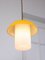 Mid-Century Yellow Glass and Brass Mushroom Pendant Lamp 9