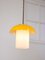 Mid-Century Yellow Glass and Brass Mushroom Pendant Lamp 10