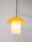 Mid-Century Yellow Glass and Brass Mushroom Pendant Lamp, Image 10