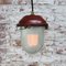 Lampada a sospensione vintage industriale in vetro a strisce rosso, Immagine 5