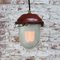 Vintage Industrial Red Clear Striped Glass Pendant Light 5