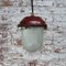 Vintage Industrial Red Clear Striped Glass Pendant Light 6