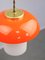 Mid-Century Mushroom Hängelampe aus orangefarbenem Glas & Messing 2