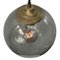 Vintage Dutch Smoked Bubble Glass & Brass Pendant Light 3