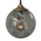 Vintage Dutch Smoked Bubble Glass & Brass Pendant Light 2
