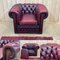 Red Leather Chesterfield Club Chair, 1980s, Image 2