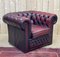 Club chair Chesterfield in pelle rossa, anni '80, Immagine 5