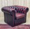 Red Leather Chesterfield Club Chair, 1980s, Image 5