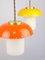 Mid-Century Glass and Brass Mushroom Pendant Lamps, Set of 2 2