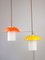 Mid-Century Glass and Brass Mushroom Pendant Lamps, Set of 3 12