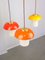 Mid-Century Glass and Brass Mushroom Pendant Lamps, Set of 3 2