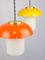 Mid-Century Glass and Brass Mushroom Pendant Lamps, Set of 3 9