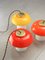 Mid-Century Glass and Brass Mushroom Pendant Lamps, Set of 3 3