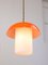 Mid-Century Mushroom Tischlampe aus orangefarbenem Glas & Messing 8
