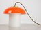 Mid-Century Mushroom Tischlampe aus orangefarbenem Glas & Messing 5