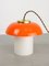 Lampe de Bureau Champignon Mid-Century en Verre Orange et Laiton 1