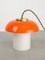 Mid-Century Mushroom Tischlampe aus orangefarbenem Glas & Messing 1