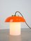 Mid-Century Mushroom Tischlampe aus orangefarbenem Glas & Messing 4