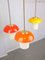 Mid-Century Mushroom Tischlampe aus orangefarbenem Glas & Messing 7