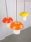 Mid-Century Orange Glass & Brass Mushroom Table Lamp 7