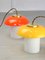 Mid-Century Mushroom Tischlampen aus Glas & Messing, 2er Set, 2er Set 2