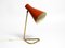Large Mid-Century Modern Brass Table Lamp with Brick Red Shade, 1950s 1