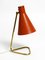 Large Mid-Century Modern Brass Table Lamp with Brick Red Shade, 1950s 4
