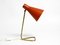 Large Mid-Century Modern Brass Table Lamp with Brick Red Shade, 1950s 3