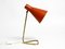 Large Mid-Century Modern Brass Table Lamp with Brick Red Shade, 1950s, Image 3