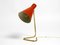 Large Mid-Century Modern Brass Table Lamp with Brick Red Shade, 1950s, Image 2
