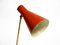 Large Mid-Century Modern Brass Table Lamp with Brick Red Shade, 1950s, Image 8