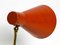Large Mid-Century Modern Brass Table Lamp with Brick Red Shade, 1950s 14
