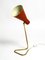 Large Mid-Century Modern Brass Table Lamp with Brick Red Shade, 1950s 5